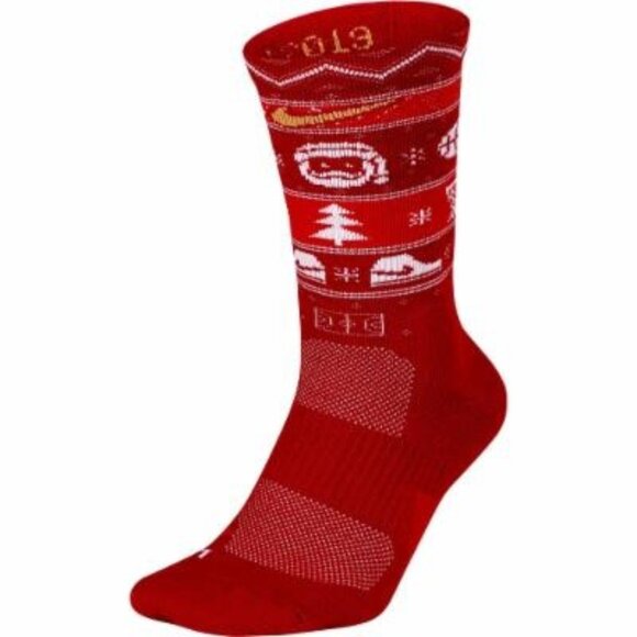 NWT Nike Elite Christmas Crew Socks Unisex W10-13 M8-12 Red Knit Dr Fit Outdoor - Picture 1 of 6